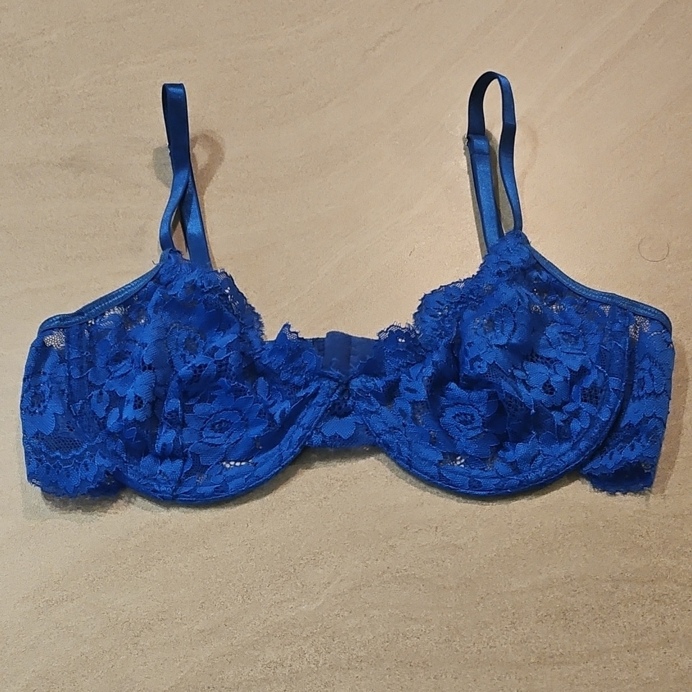 Blue Lace Underwire Bra